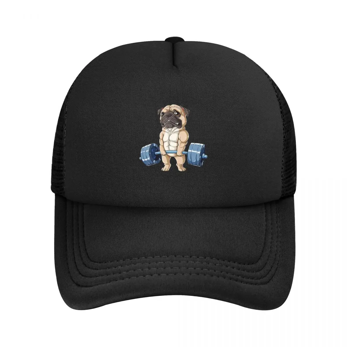 Gorra de béisbol de malla para hombre y mujer, gorro Unisex de malla con diseño de monstruo, perro Pug, levantamiento de pesas, ejercicio Fitness, gimnasio, entrenamiento, primavera y verano