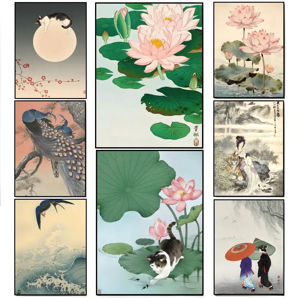 Ohara Koson Japanese Ukiyo Wall Art Poster Poster HD  Waterproof Wall Sticker Bar Living Room Decor Gift