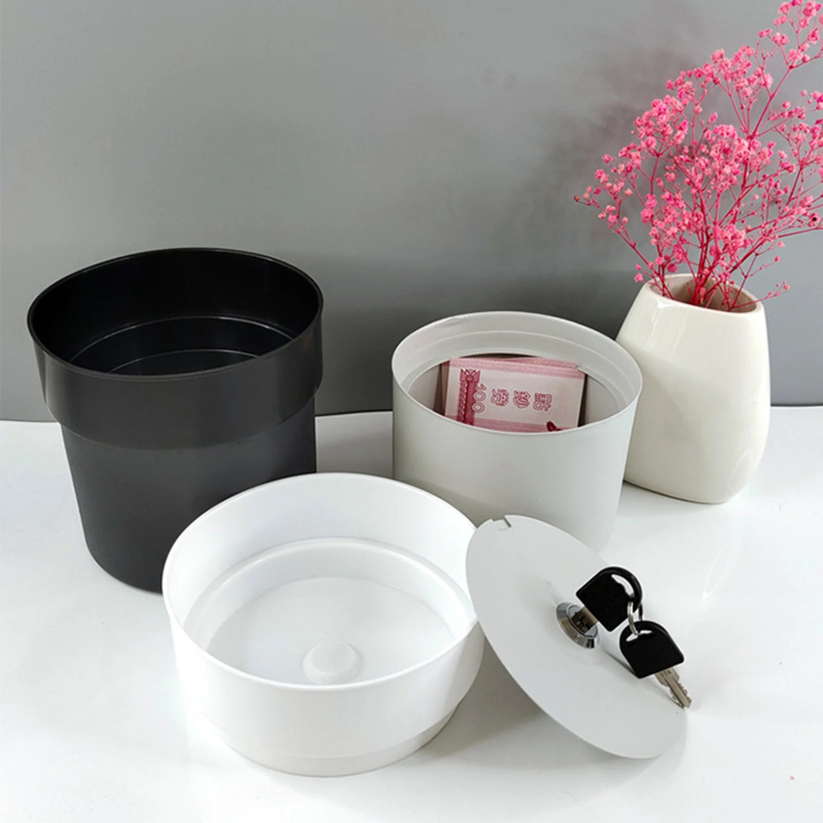 Locking Planter Safe Storage Box Durable Metal Matte Finish Anti-Theft for Storing Small Items Change