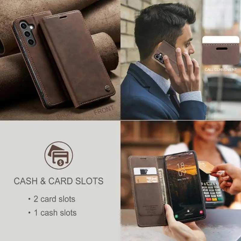 Y1UB Comfortable Grip Wallet Case Support Wireless Charging Scratchproof Shell Cover