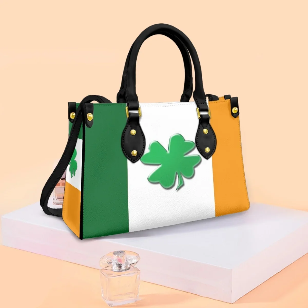 Lucky Shamrock Crossbody Bolsa de Mão para Meninas Adolescentes, Ladies PU Leather Tote, Bolsas de Ombro Femininas, Corpo Cruz, Cortiça, 2223