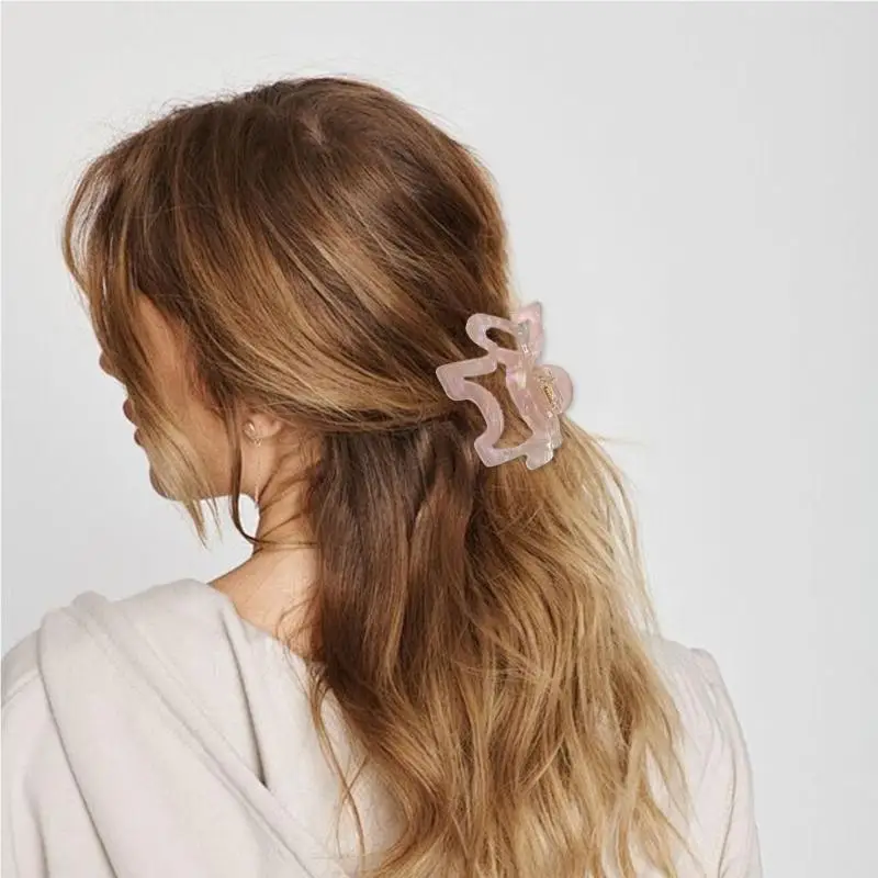 

39BB Elegant Hollow Out Horse Hair Claw Clip Acetate Ponytail Holder Secure Hair Grip for Women Daily and Formal Occasion
