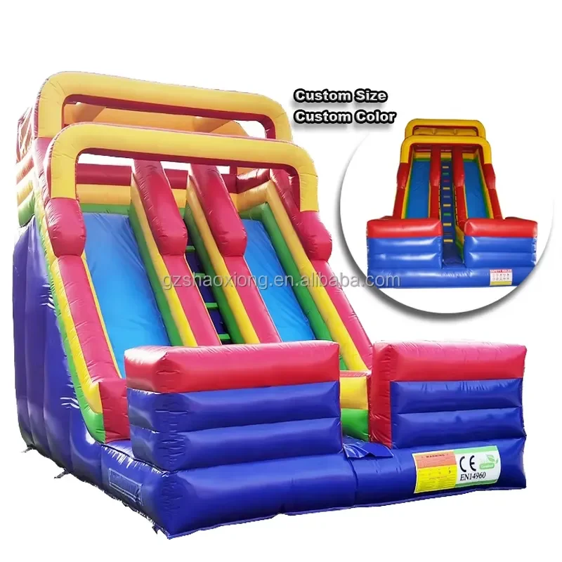 Factory Commercial Outdoor Giant Inflatable Games Slide Kids Castillo Inflable Water Park Bouncy Castle Double Lane Slip