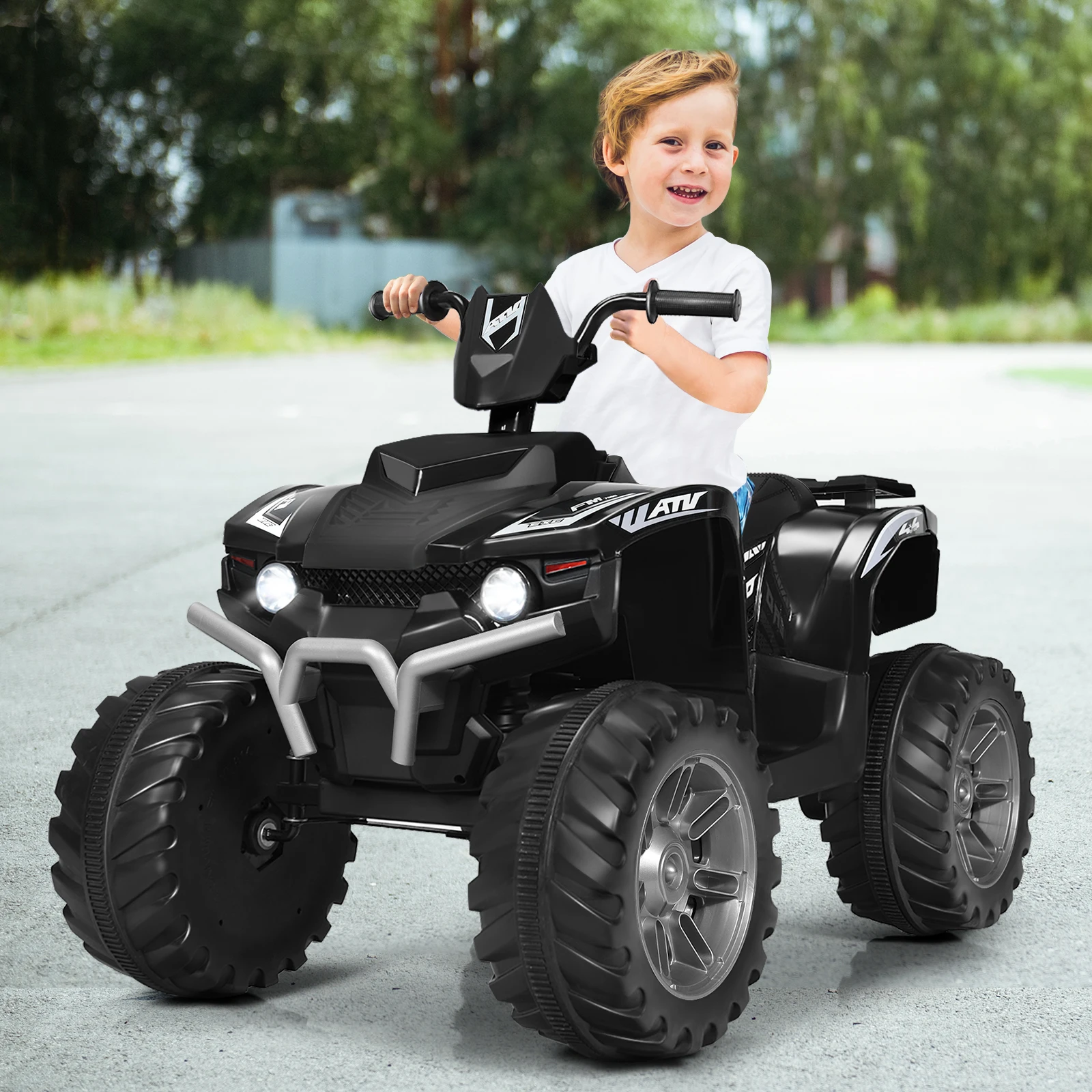 12V Kids 4-Wheeler ATV Quad Ride On Car w/ LED Light & Music Black