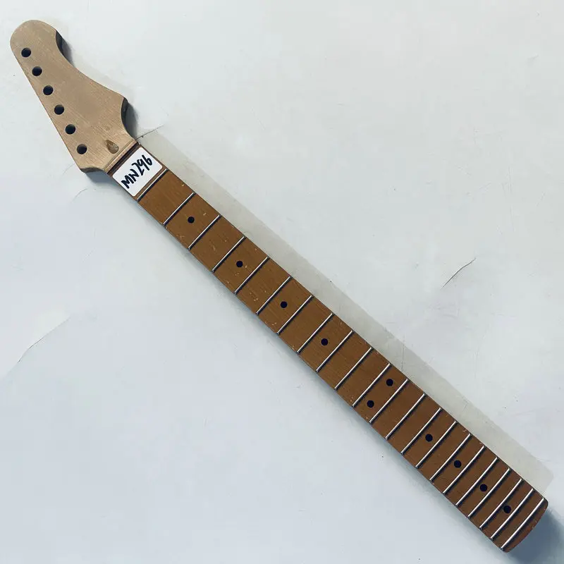 

MN296No Logo Right Hand Unfinished ST Electric Guitar Neck Roasted Maple Wood 22 Frets for DIY Replace Surface Damages and Dirty