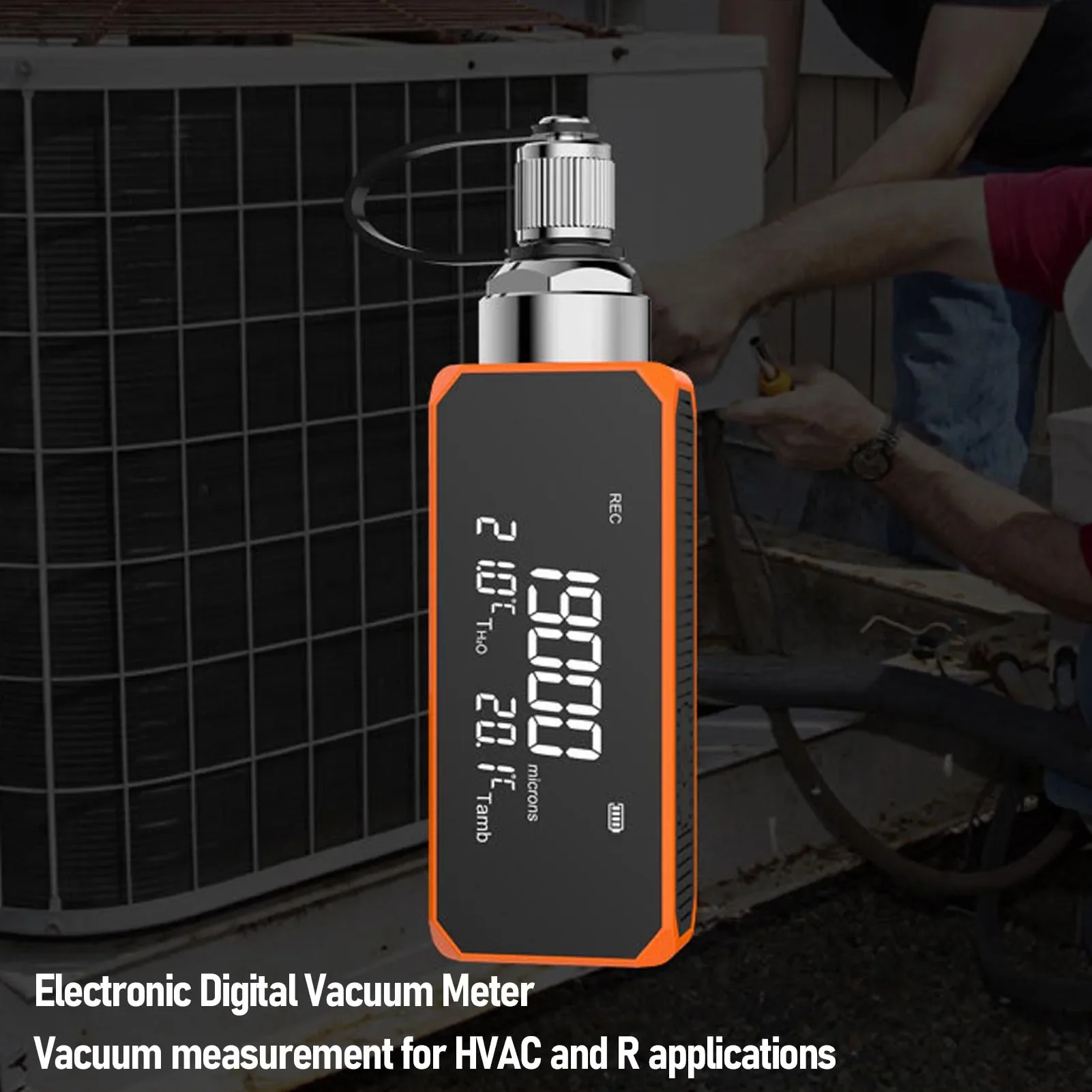 Multifunctional Digital Vacuum Meter 1-19000microns Accurate 1/4SAE Male Flare Refrigeration Maintenance Oil Proof Vacuum Tester