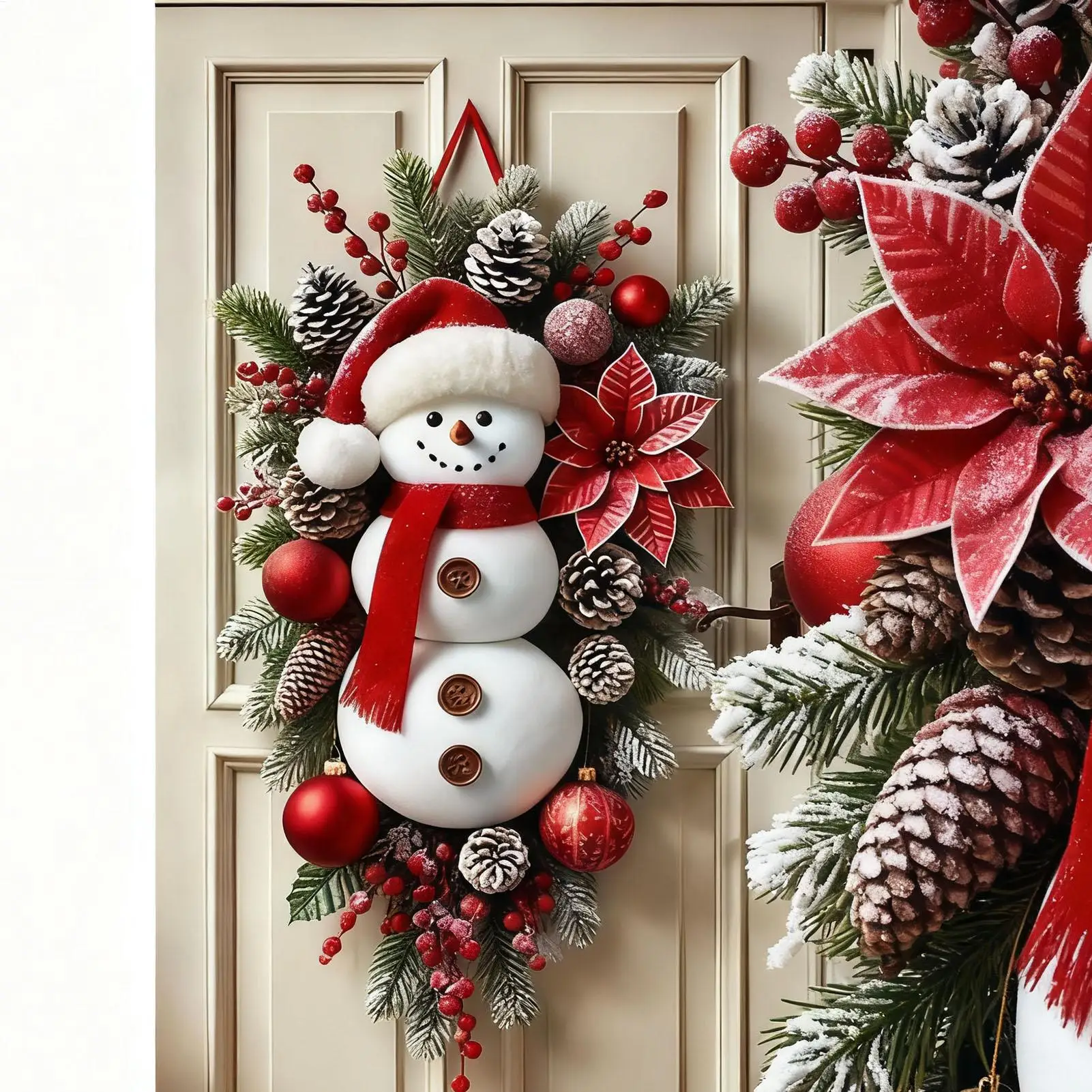 2025 Weihnachts-Türdekoration, Schneemann, niedliche Heimdekoration, Weihnachts-Türbanner, große Ornamente für drinnen und draußen, Wand, Wohnzimmer, Pati – Detail 4