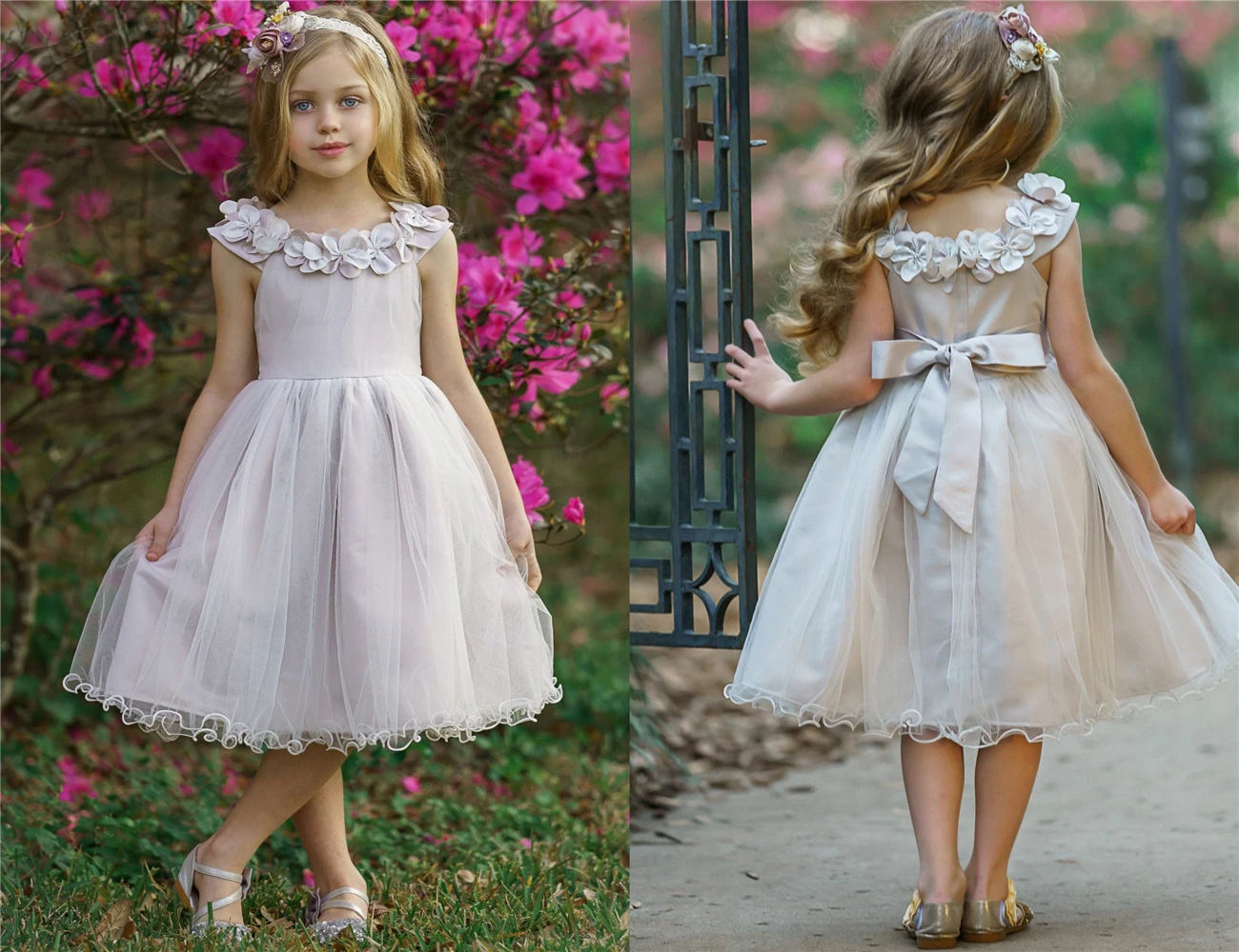 Schöne Tüll bloemenmeisje jurk Blumen mädchen Kleid Brautjungfer Kleider Prinzessin Ball Hochzeit Geburtstags geschenk Erstkommunion Kleider