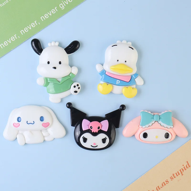 2Pcs Cute Cartoon Melody Kuromi Cinnamoroll Pochacco Pekkle grandi accessori in resina Patch decorazione fai da te materiali giocattolo