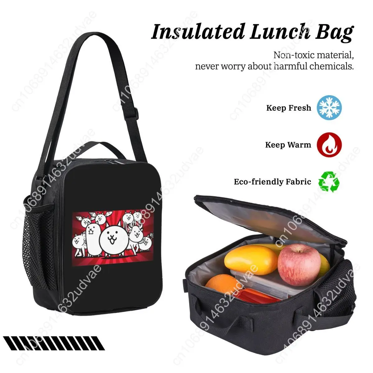 Nyanko Great War Battle Cats Backpack Boys Girls BookBag School Bag Computer Shoulder Bags 3ps Insulated Lunch Bag Pencil Case