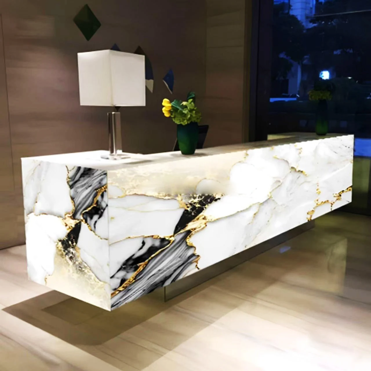 

Counter Led bar Custom Top Contemporary Modern Design High End Large Acrylic Marble Led Restaurant Bar Counter