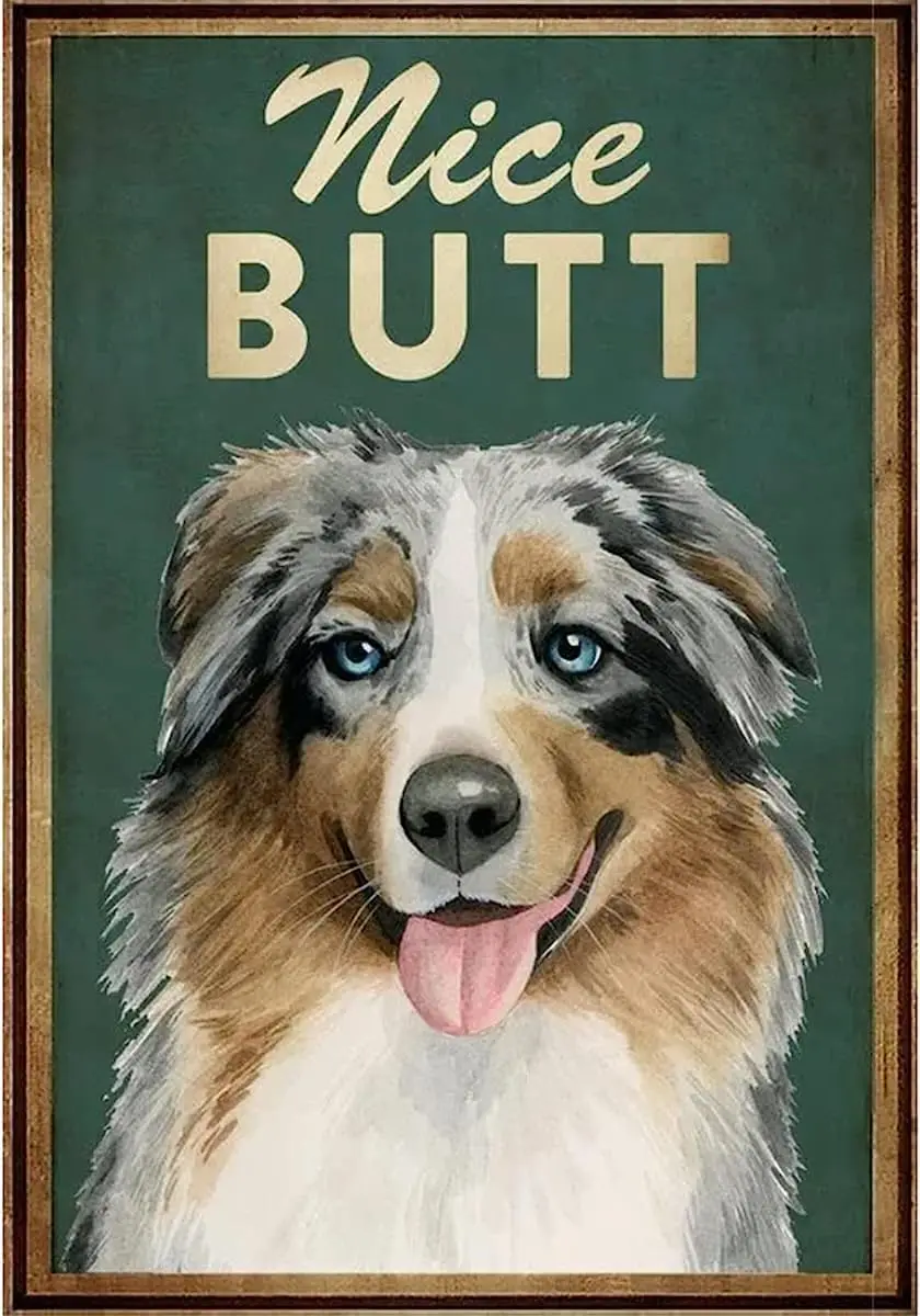 Metal Sign Nice Butt Australian Shepherds Sign Vintage Funny Sign Retro Tin Signs For Home Farm Garden Bar Bathroom