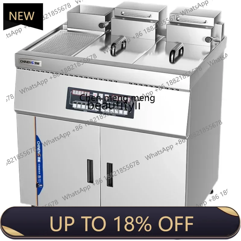 

Z189 A06 Vertical Electric Fryer Commercial Hamburg Fried Chicken Chop Automatic Lifting Double Cylinder Double Sieve Pot Fryer