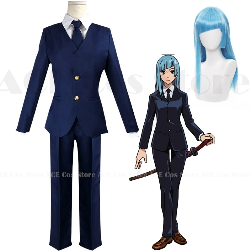 Anime JJK Cosplay Miwa Kasumi Cosplay disfraz para mujer, peluca, chaqueta, camisa, pantalones, conjunto completo, Halloween, Halloween, Jujutsu, uniforme alto