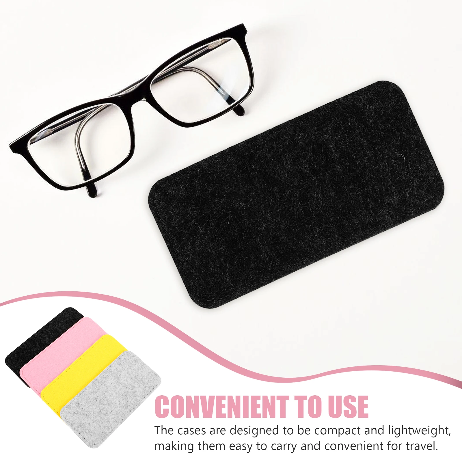 

4pcs Felt Glasses Bag Sunglasses Eyeglasses Case Soft Pouch Set Pink Light Gray Yellow Dark Gray Scratch Proof Durable Storage