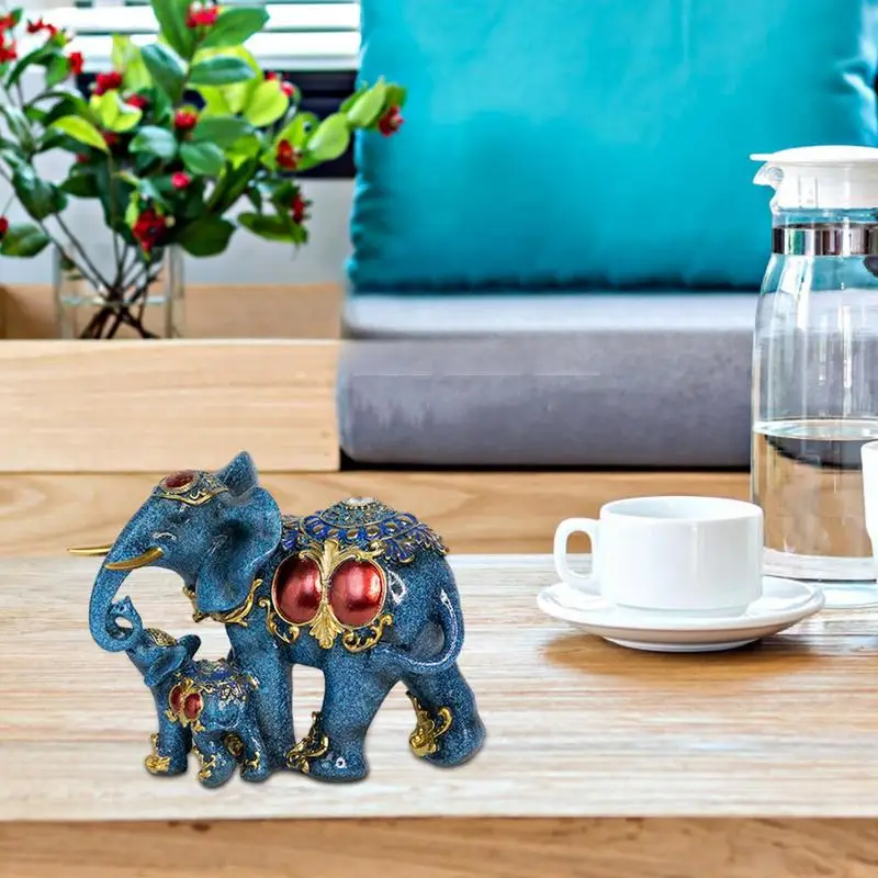 Elephant Statue Elephant Statue Collectible Figurines Exquisite Elegant Craftsmanship Non-Fade Resin Lucky Elephant Figurines