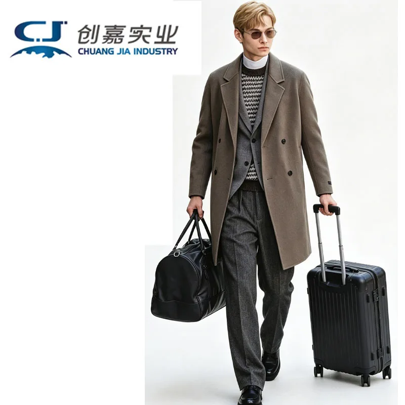 

Двусторонний шерстяной мужской тренч, простой и элегантный стиль, удлиненная модель, из шерстяной ткани, комфортный, мягкий, теплый и уютный.