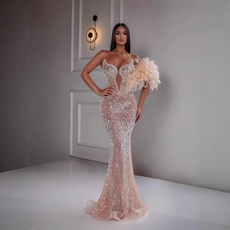 

Новое поступление, женский облегающий топ для тяжелой промышленности с глубоким воротником и блестками, модное сексуальное облегающее вечернее платье русалки