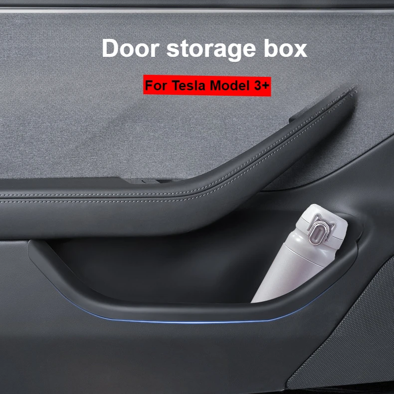 

Door Storage Box for Tesla Model 3+ Highland 2024 Door Handle Armrest Tray Organizer Silicone Full Cover Car Decor Accessories