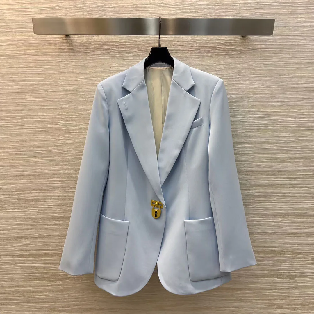 2025 New Fashion Runway Design Solid Color Loose Casual Chic Blazer Women Jacket Notched Novelty Streetwear Suit