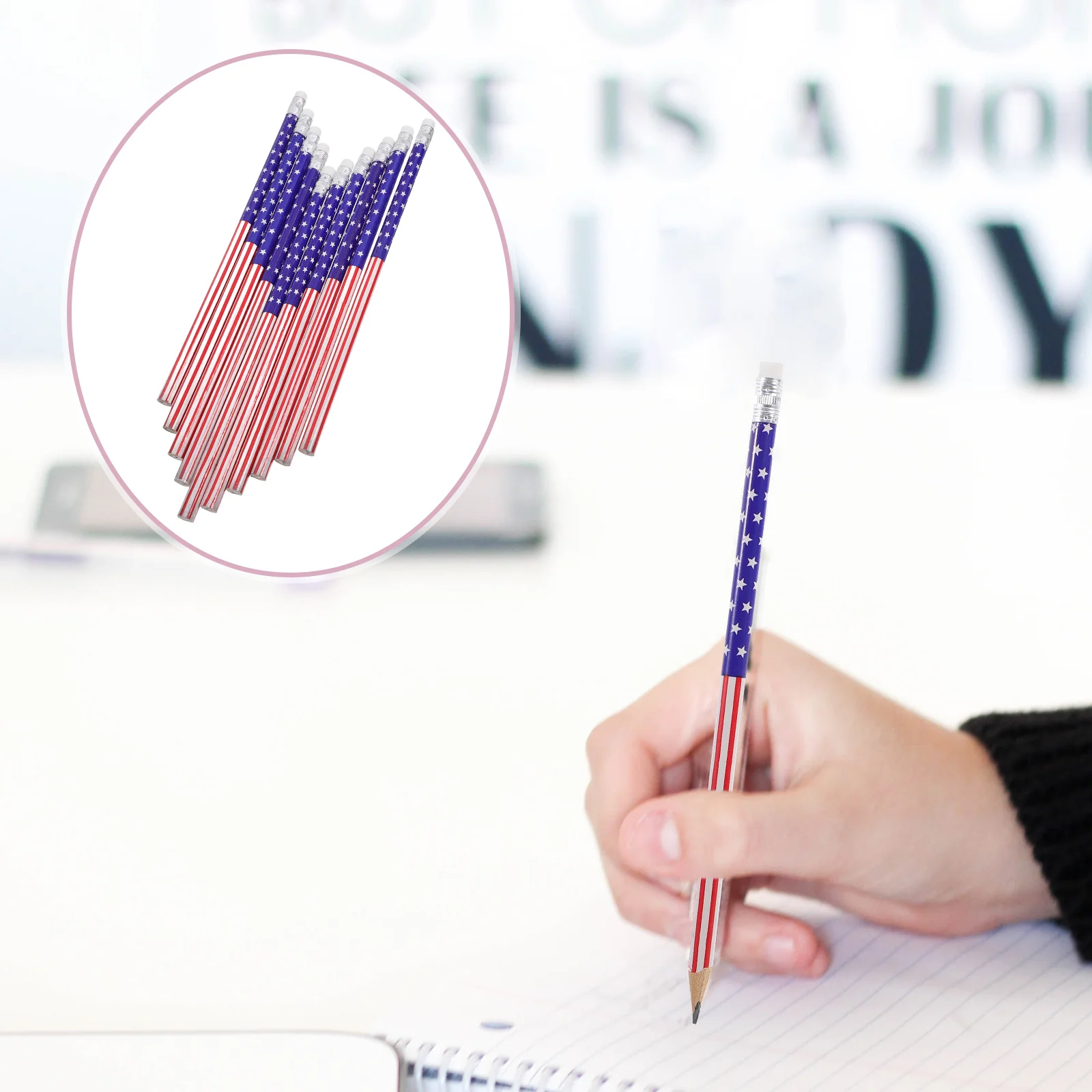 60 Pcs Portable Colored Pencils Child Usa Patriotic Themed Pens Aluminum 4th of July Writing