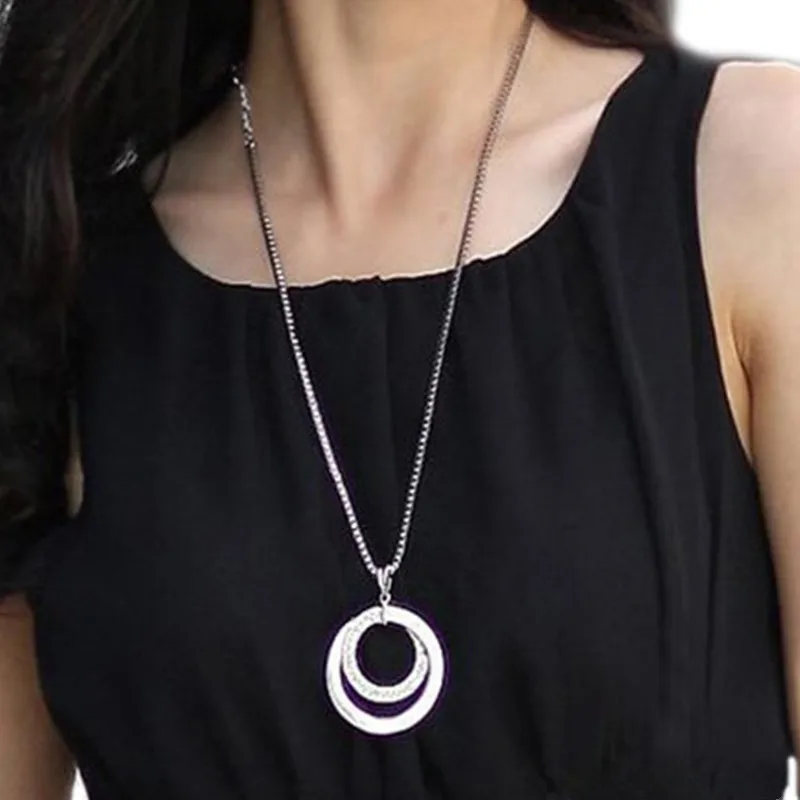 

All-match Fashionable Elegant Temperament Round Long Sweater Necklace & Pendants