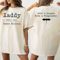Xaddy Xaden Riorson t Shirt women Fourth Wing graphic t-Shirts Fantasy Bookish Dragon Riders tshirt cotton vintage short sleeve
