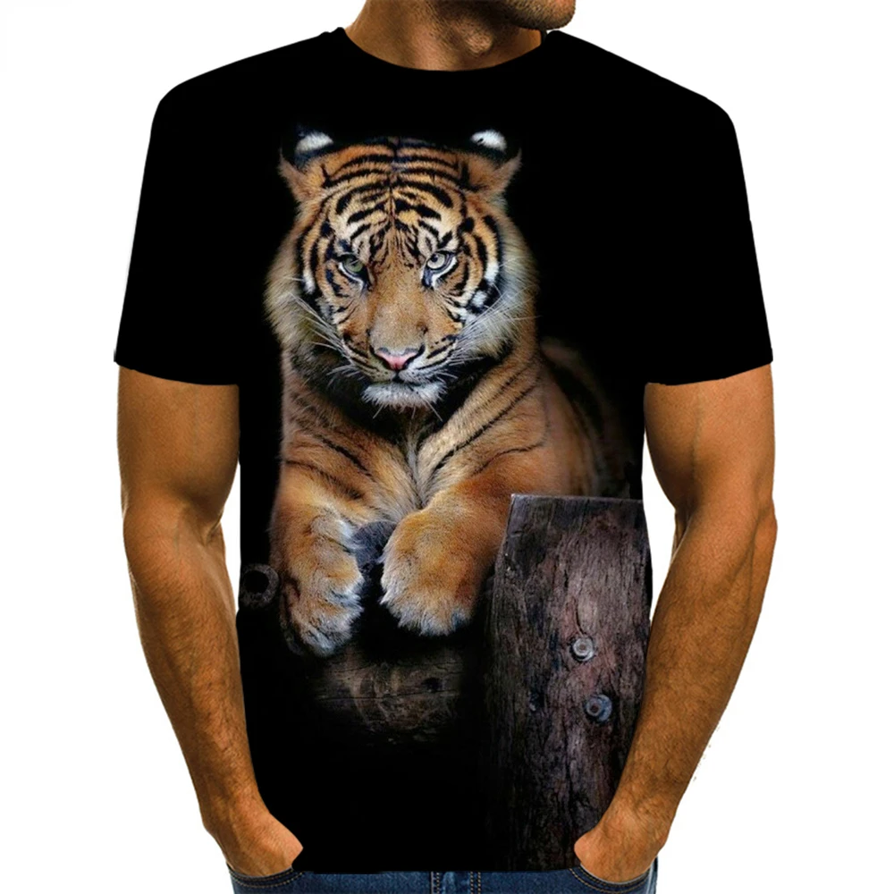 Men\'s Animal T-Shirt 3D Printed Leopard Print Men\'s Summer Animal Graphic Beast Graphic Ladies/Men Novelty Hip Hop Streetwear To