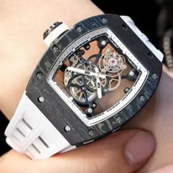 CRONUSART Men Tourbillon Watch Tonneau Manual Winding Mechanical Wristwatch Carbon Fiber Sapphire Mirror Luminous Waterproof
