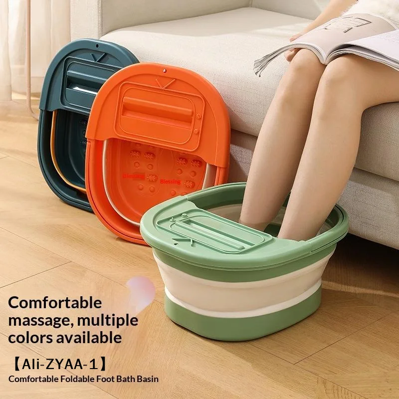 【A】Collapsible TEP Material Foot Soak Bucket Foldable Footbath Massage Tub Portable Spa Pedicure Bathtub For Family Daily Use - view 2