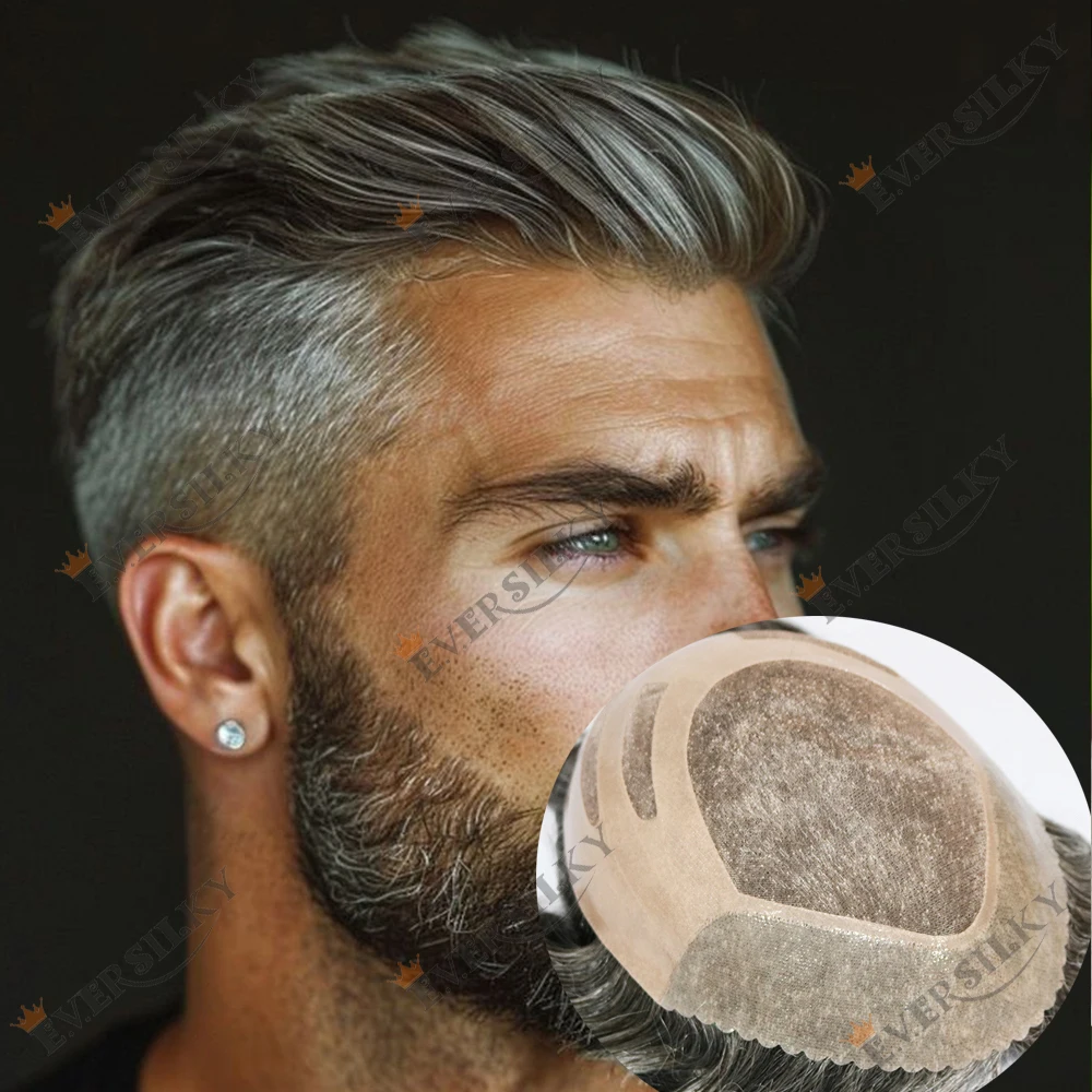 

Прочные мужские 100% человеческие волосы коричневые блондинки серые черные # 565 1b80 Парик Натуральная линия волос NPU Bond Капиллярный протез Шиньоны