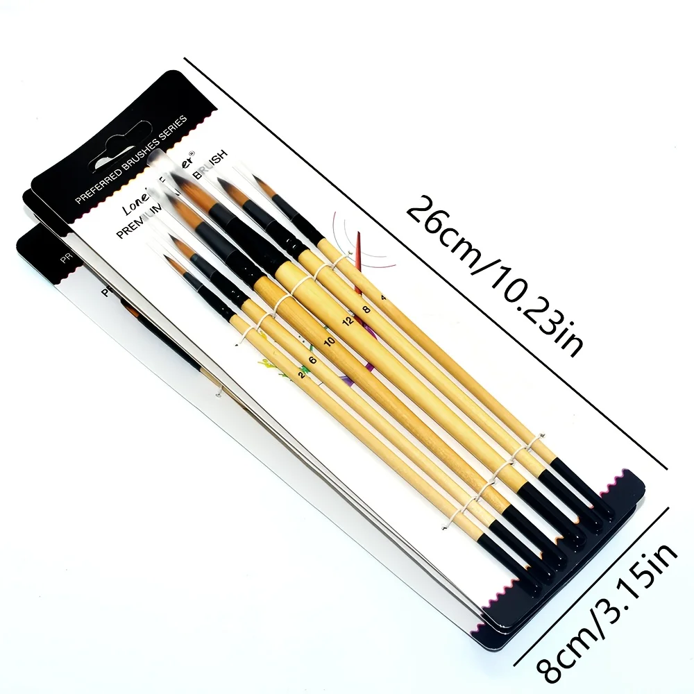 6/24pcs Professional Artist Paint Brush Set Round Filbert Flat Angle Fine Detail Brushes Premium Nylon Brush for Painting