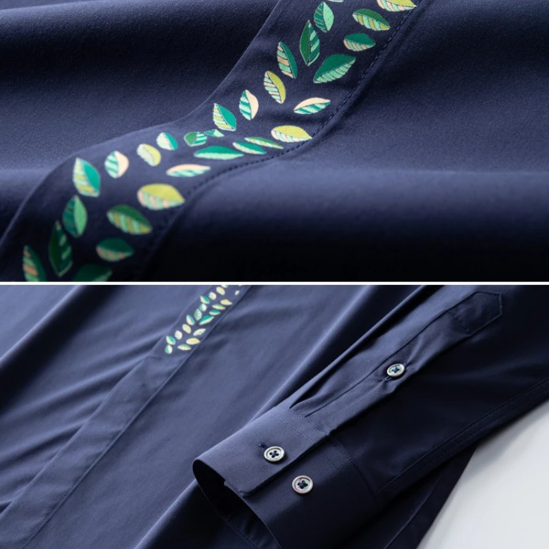 Flower Printed Shirts for Men Long Sleeve Casual Shirt Male Business Formal Dress Shirts Social Party Streetwear Tuxedo Shirts