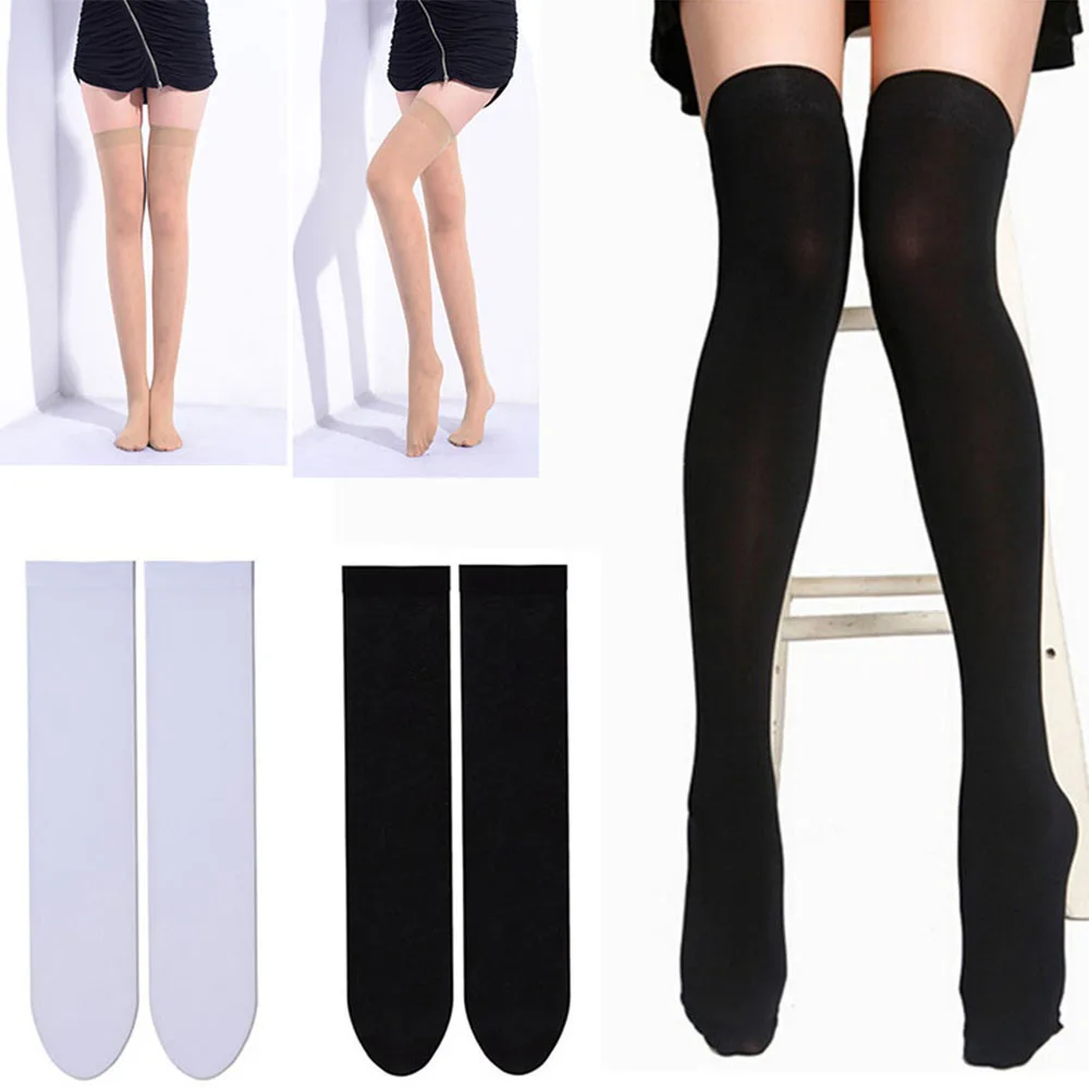 Overknee-Socken, modisch, schwarz, weiß, dünne Strümpfe, lange Baumwollstrümpfe, sexy Strümpfe über dem Knie, oberschenkelhoch