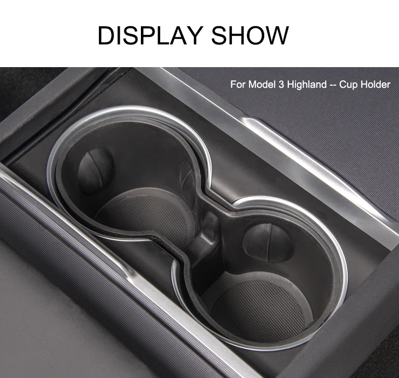 For Tesla Model 3 Highalnd 2023-2024 Center Console Armrest Storage Box Lower Silicone Anti-slip Mat Cup Holder Armrest Lid Box