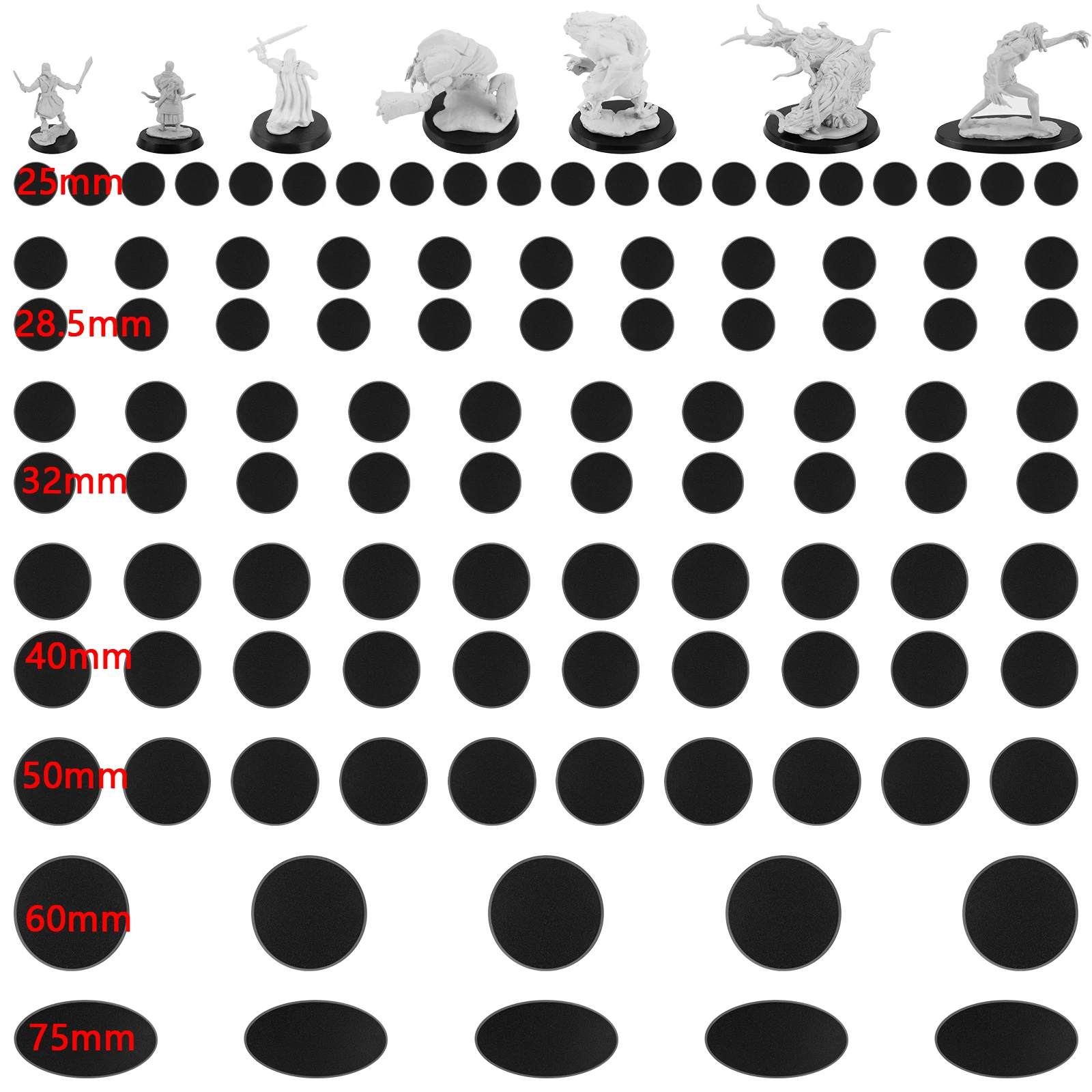 

100PCS Multi Size Display Base Stand for Tabletop Miniatures Warhammer 40K D&D Models for Painting Wargaming Non-Slip