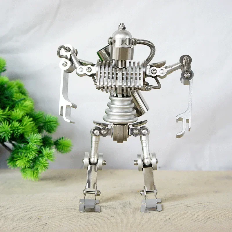 Metal robot model handicrafts handmade stainless steel hands and feet can move children's gift SMG robot holiday birthday gift