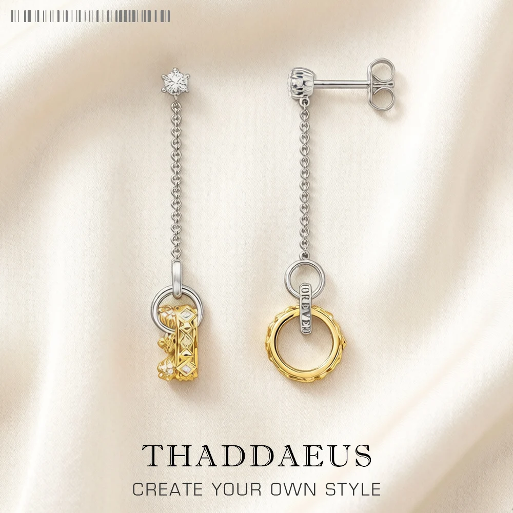 Lange Tropfen Ohrringe goldene Krone Europa edler Schmuck für Frauen Männer Sommer brandneues Vintage-Geschenk in Sterling silber 925