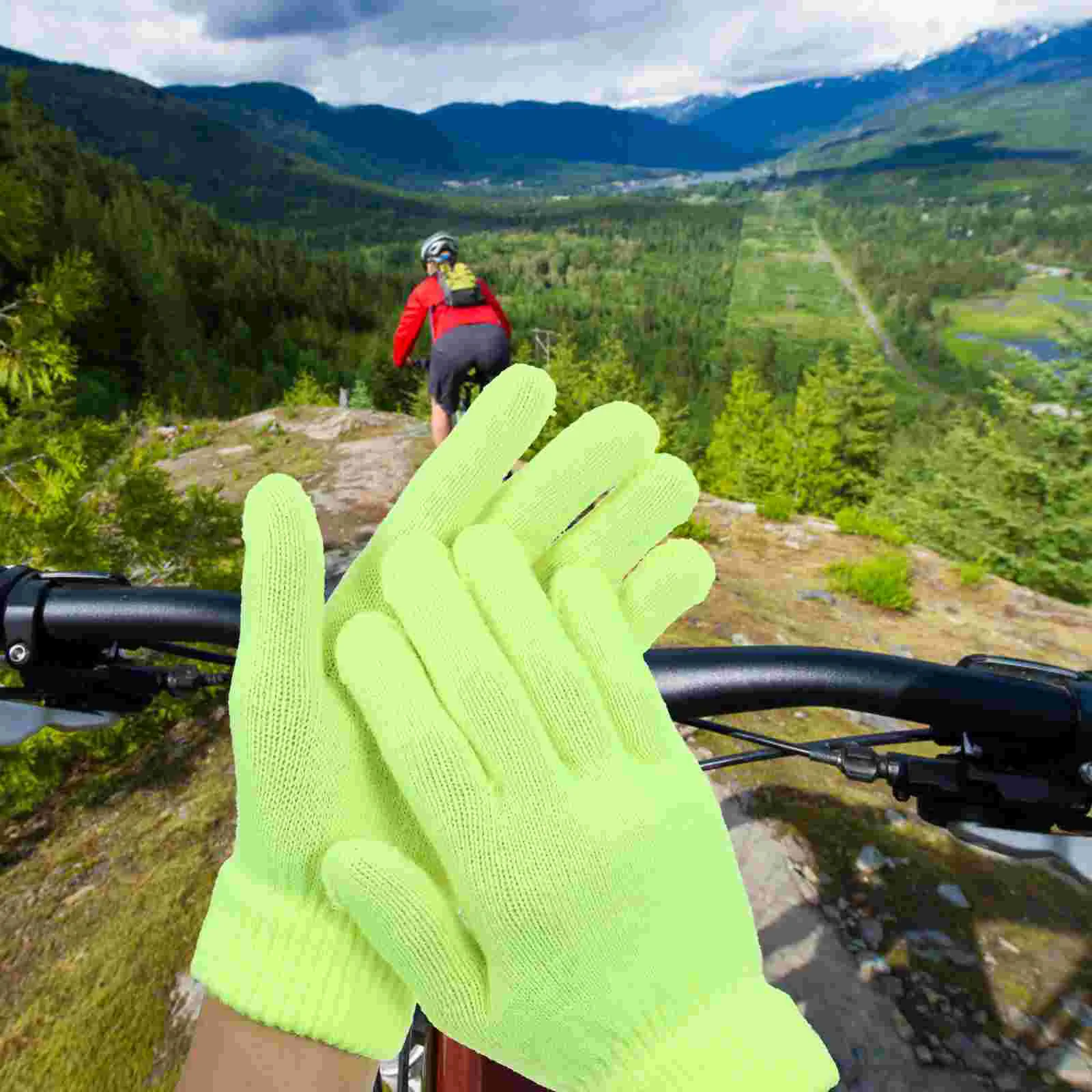 4 Pairs Biking Gloves for Men Fluorescent Winter Knitted Miss Outdoor Riding Work