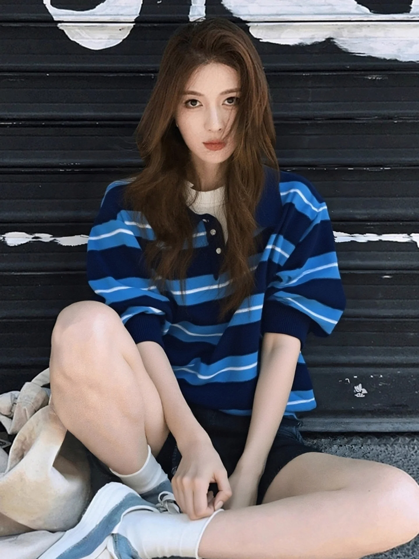 

Удобный длинный вязаный свитер Sve, женский повседневный свободный модный полосатый топ премиум-класса, осенняя одежда от SYLRT