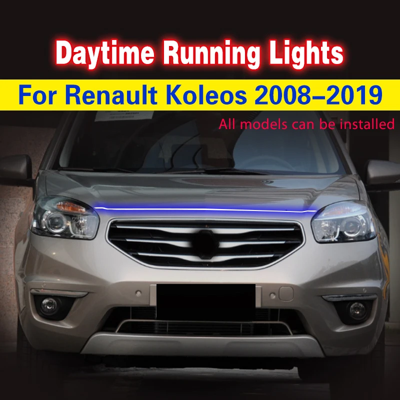 Car LED DRL 12V Fog Light For Renault Koleos 2008-2019 Auto Driving Lamp Daytime Running Light Flexible Decorative Ambient Lamp