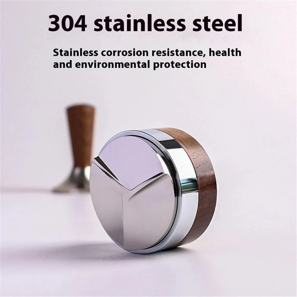 51/53.3/58.5mm Three Angled Slope Walnut Coffee Distributor Stainless Steel Adjustable Height Coffee Leveler Espresso Tamper