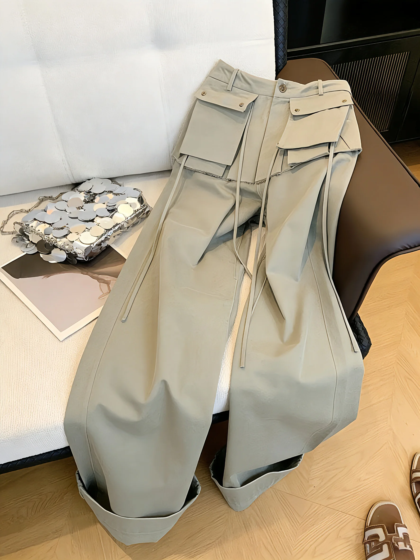 

American Style Spicy Girl Casual Pants High Waist Straight Leg Loose Wide Leg Pants Unisex Summer Slimming Versatile Trousers