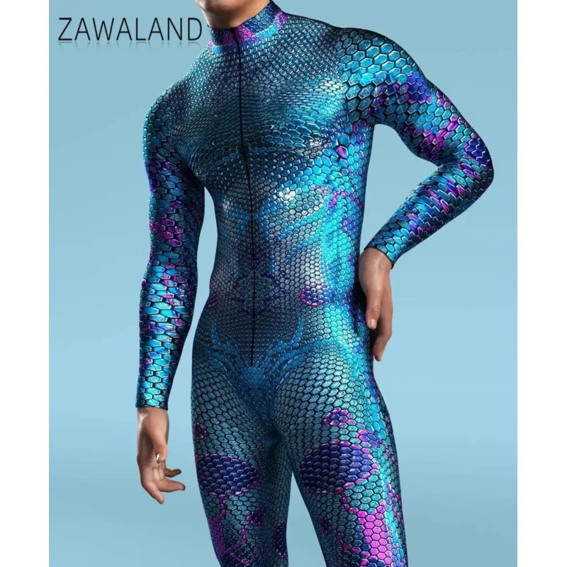 3D Impresso Cosplay Costume para Homens e Crianças, Bodysuit Halloween, Macacões de Festa, Roupa de Carnaval, Multicolor, Zentai, Zíper Frontal