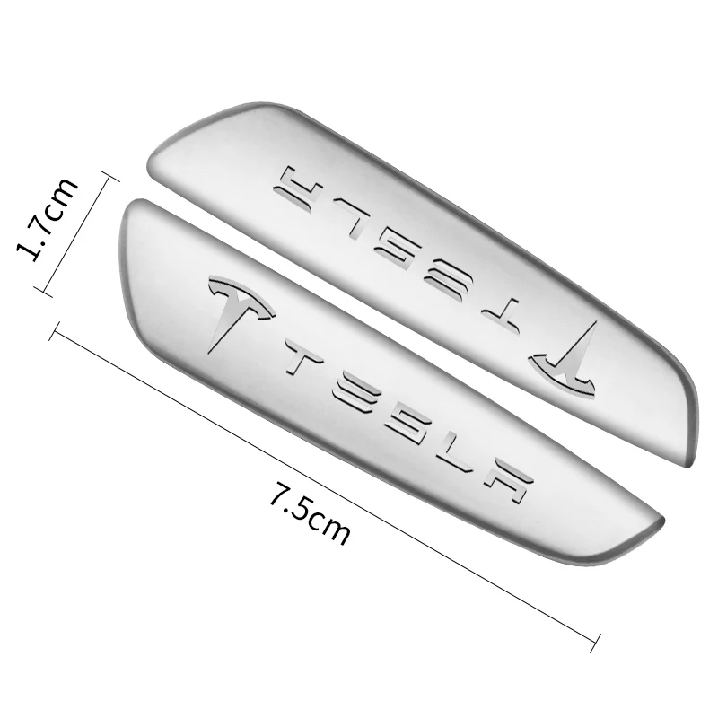 2Pcs 3D Metal Car Body Sticker Trunk Decorative Badge Emblem Decal Accessories For Tesla Model 3 Y S X 2021 Roadster Cybertruck