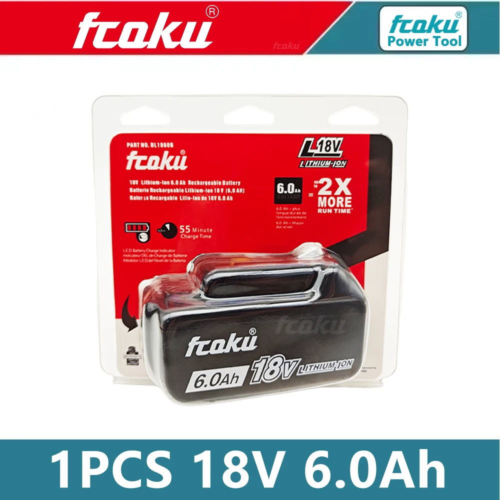 NEW for Makita 18V 6000mAh Rechargeable Power Tools Battery with LED Li-ion Replacement LXT BL1860B BL1860 BL1850+3A Charger