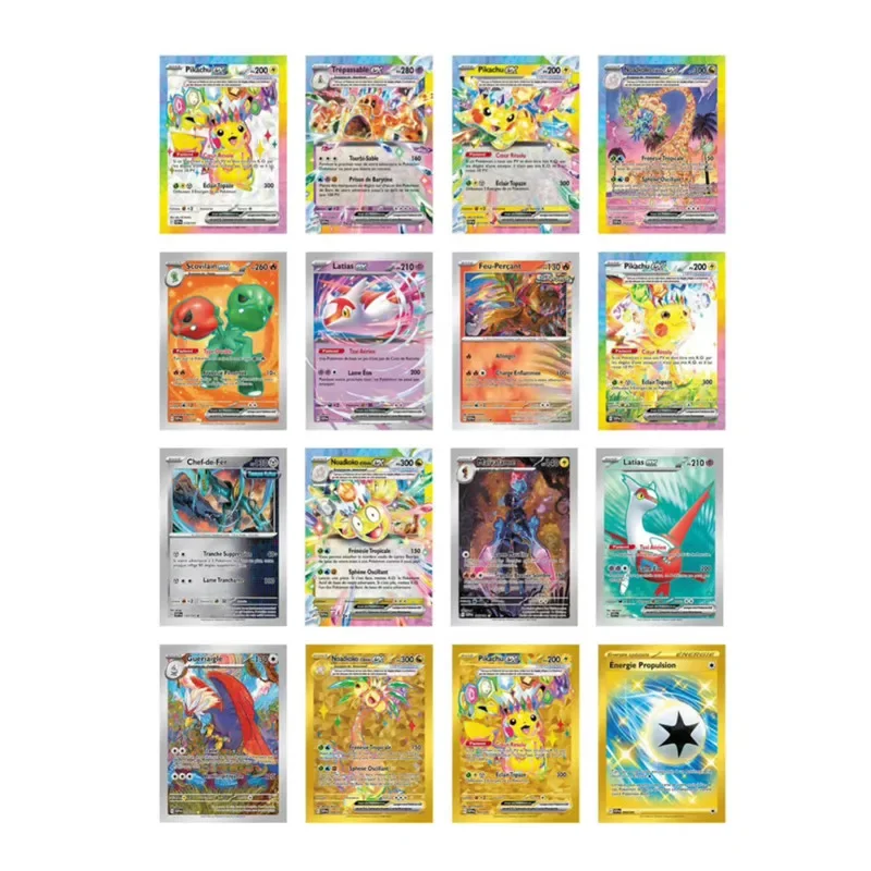 Novo 360 pçs cartões pokemon francês cachoreta violeta 151 flammas obsidiens pokémon booster batalha transação cartão crianças brinquedo