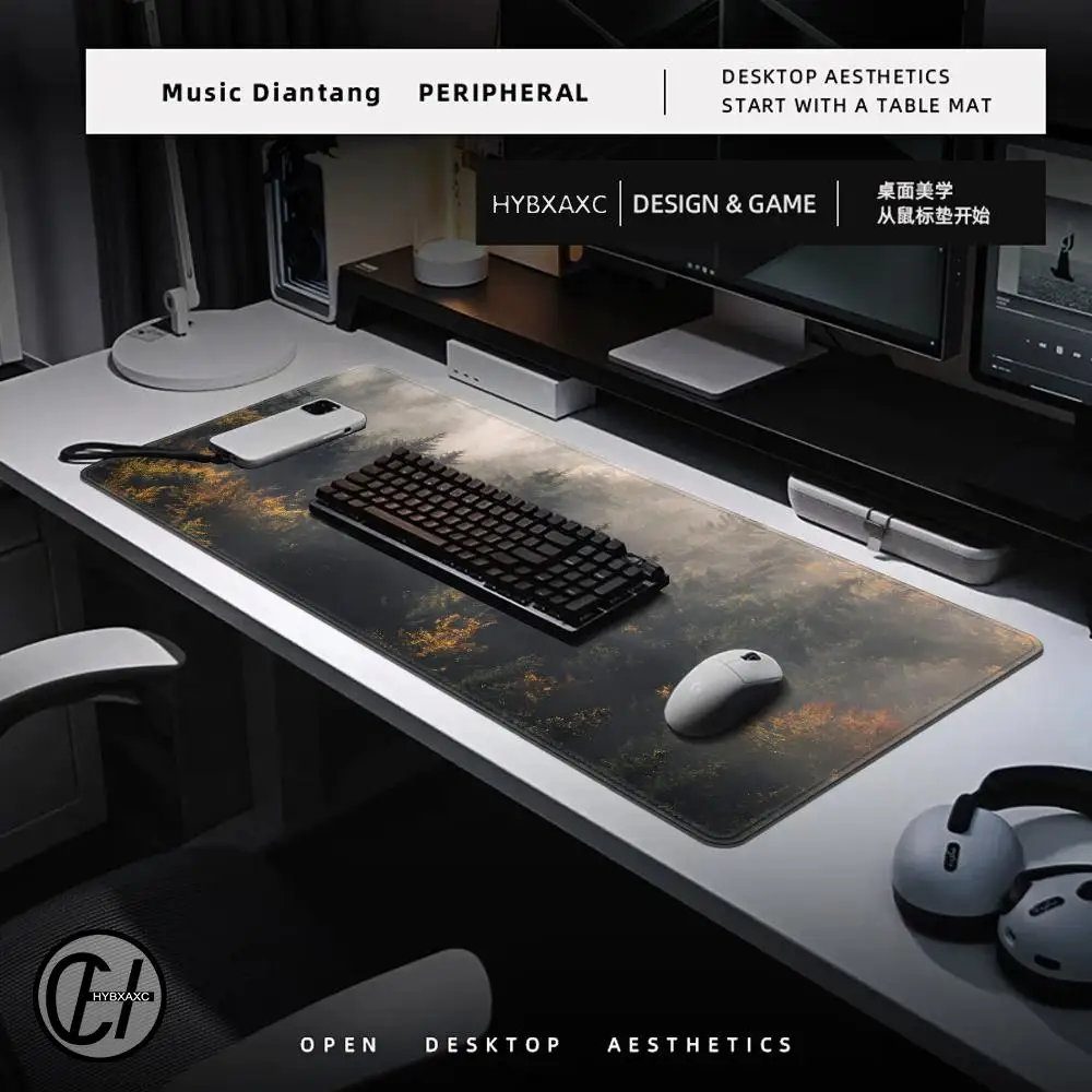 Mouse pad bonito hd mesa almofada estendida teclado de jogos tapetes grande 90x40cm xxl floresta pôr do sol gamer mousepad