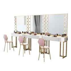 Studio professional makeup table dresser Nordic beauty salon makeup mirror with lights.