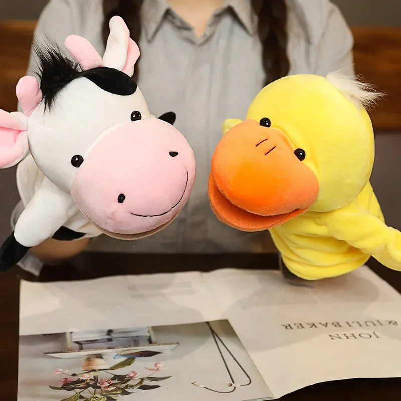 Stuffed Plush Animals Toys Hand Finger Story Puppet Kawaii Dolls Educational Baby Toys Duck Lamb Cow Dog Horse Children Toy Gift